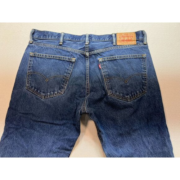 Levi's 505 Men's Regular Fit Straight Jeans Stretch Denim Sz 38x32 Blue Mid Wash - Picture 9 of 10